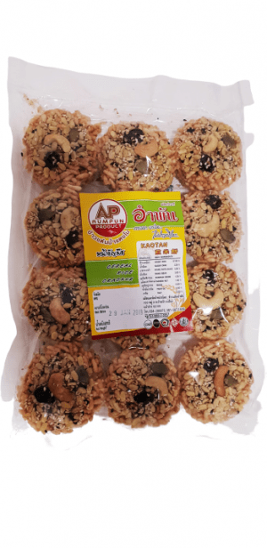 Watermelon rice crackers with grains
