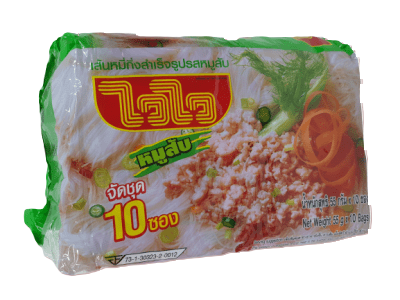 Instant noodles, minced pork flavor, Wai Wai brand